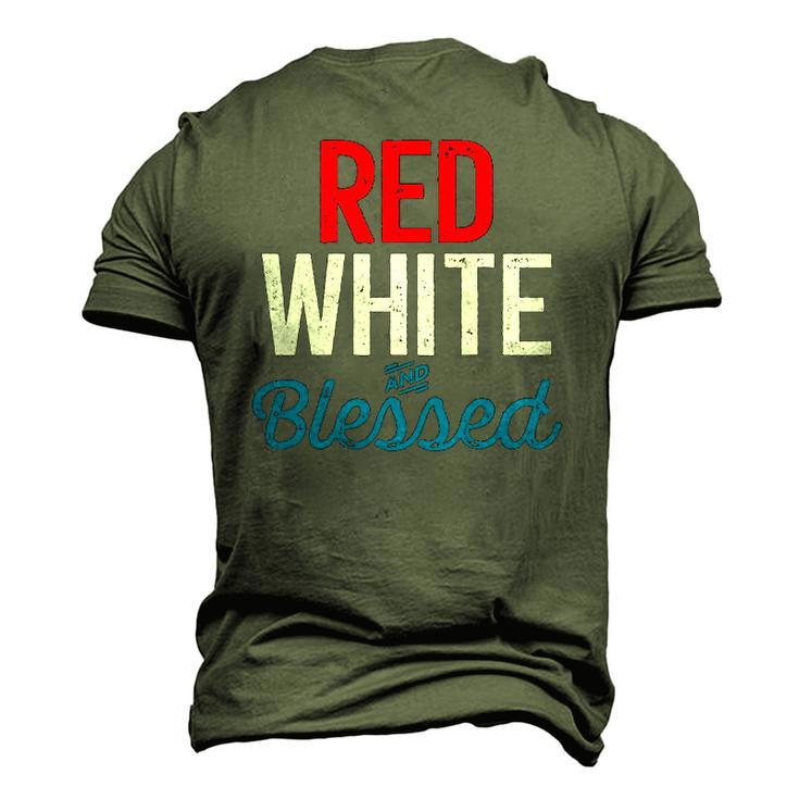 Red White And Blessed Independence Day 4Th Of July Patriotic Men's 3D T-Shirt Back Print
