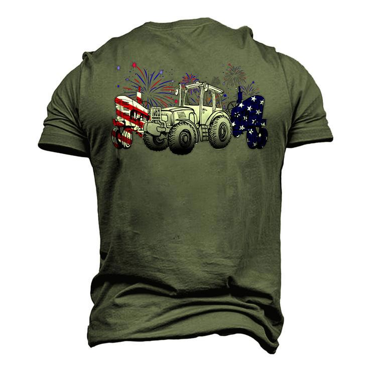 Red White Blue Tractor Usa Flag 4Th Of July Patriot Farmer Men's 3D T-shirt Back Print