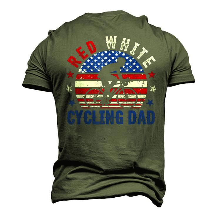 Mens Red White Cycling Dad 4Th Of July American Flag Men's 3D T-shirt Back Print