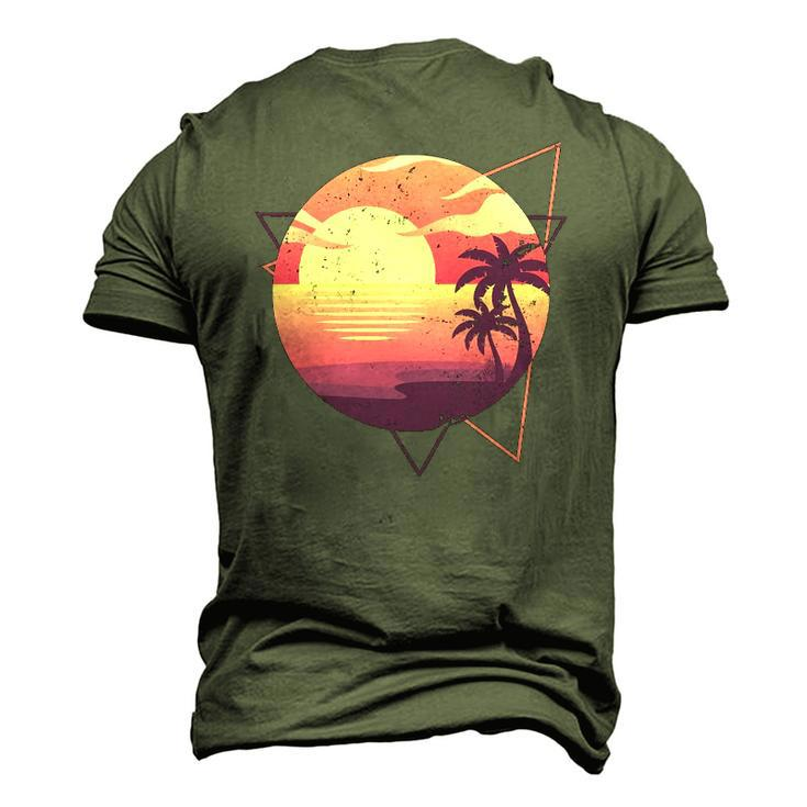 Retro 80S Vaporwave Aesthetic Tropical Sunset 90S Vaporwave Men's 3D T-Shirt Back Print