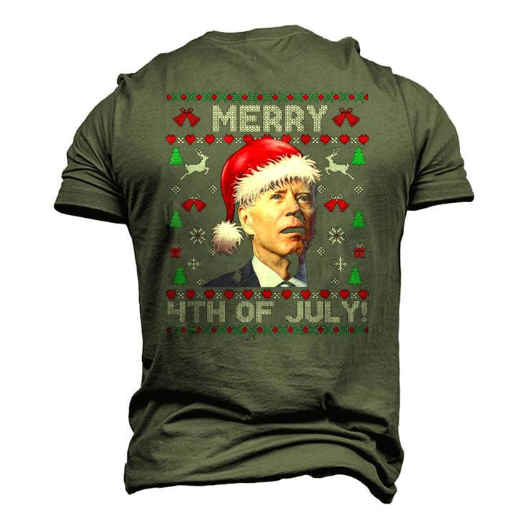 Santa Joe Biden Merry 4Th Of July Ugly Christmas Men's 3D T-Shirt Back Print