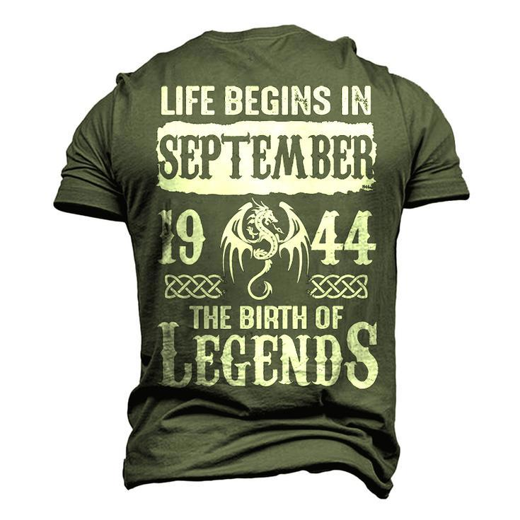 September 1944 Birthday Life Begins In September 1944 Men's 3D T-shirt Back Print
