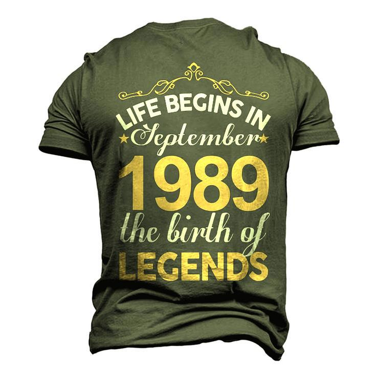 September 1989 Birthday Life Begins In September 1989 V2 Men's 3D T-shirt Back Print