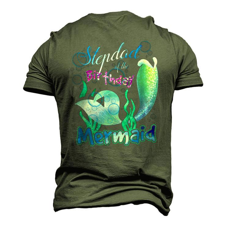 Stepdad Of The Birthday Mermaid Matching Family Men's 3D T-shirt Back Print