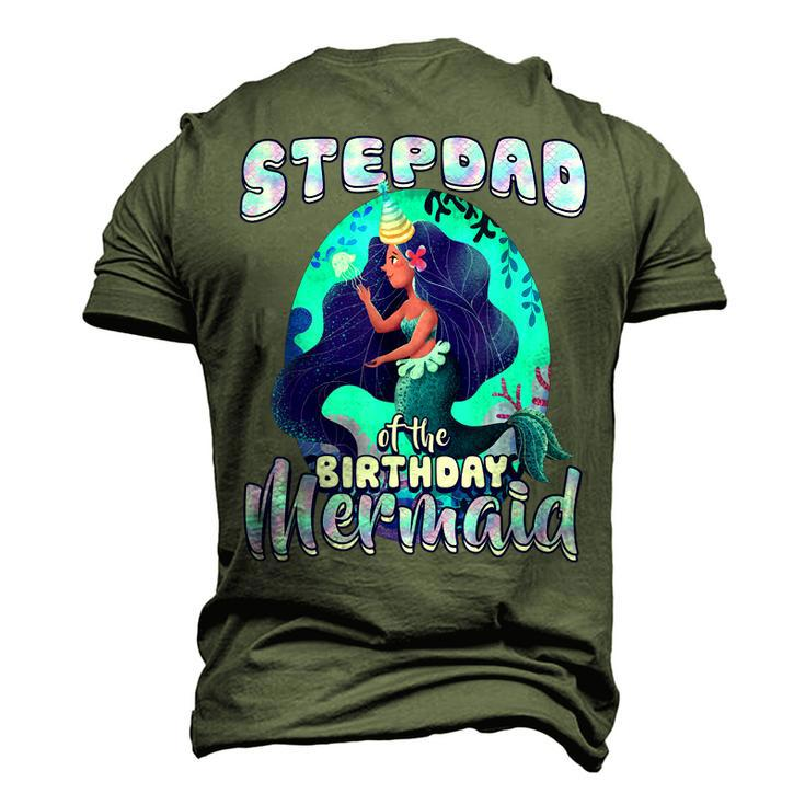 Stepdad Of The Birthday Mermaid Matching Family Party Men's 3D T-shirt Back Print