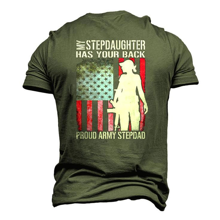My Stepdaughter Has Your Back Proud Army Stepdad Men's 3D T-Shirt Back Print