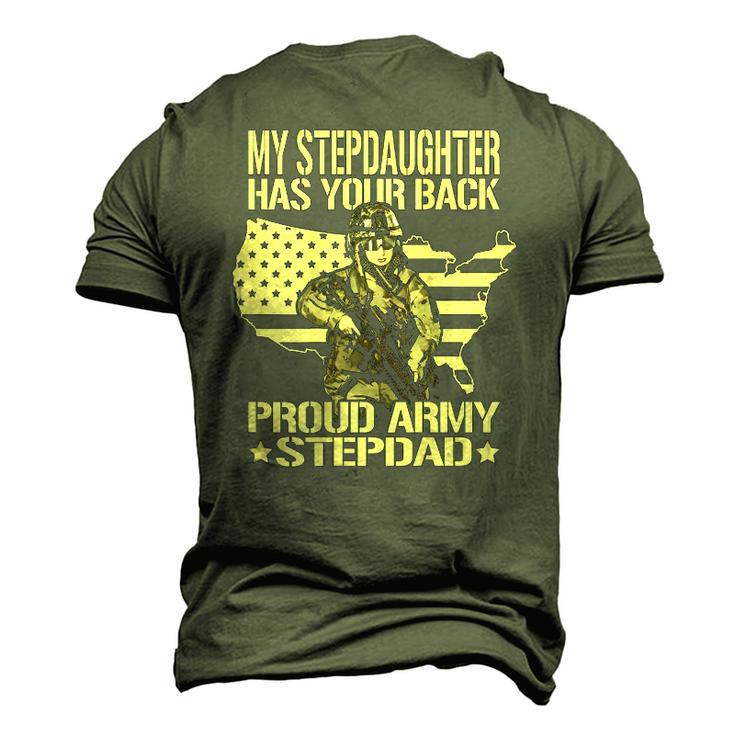 Mens My Stepdaughter Has Your Back Proud Army Stepdad Dad Men's 3D T-Shirt Back Print