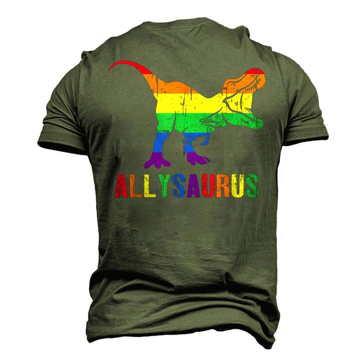 T Rex Dinosaur Lgbt Gay Pride Flag Allysaurus Ally Men's 3D T-Shirt Back Print