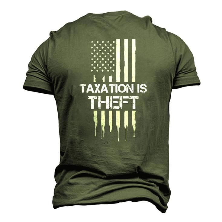 Taxation Is Theft American Flag 4Th Of July Men's 3D T-Shirt Back Print