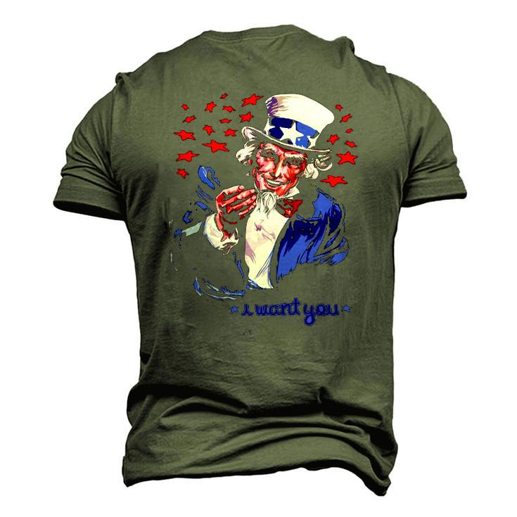 Uncle Sam I Want You 4Th Of July Men's 3D T-Shirt Back Print