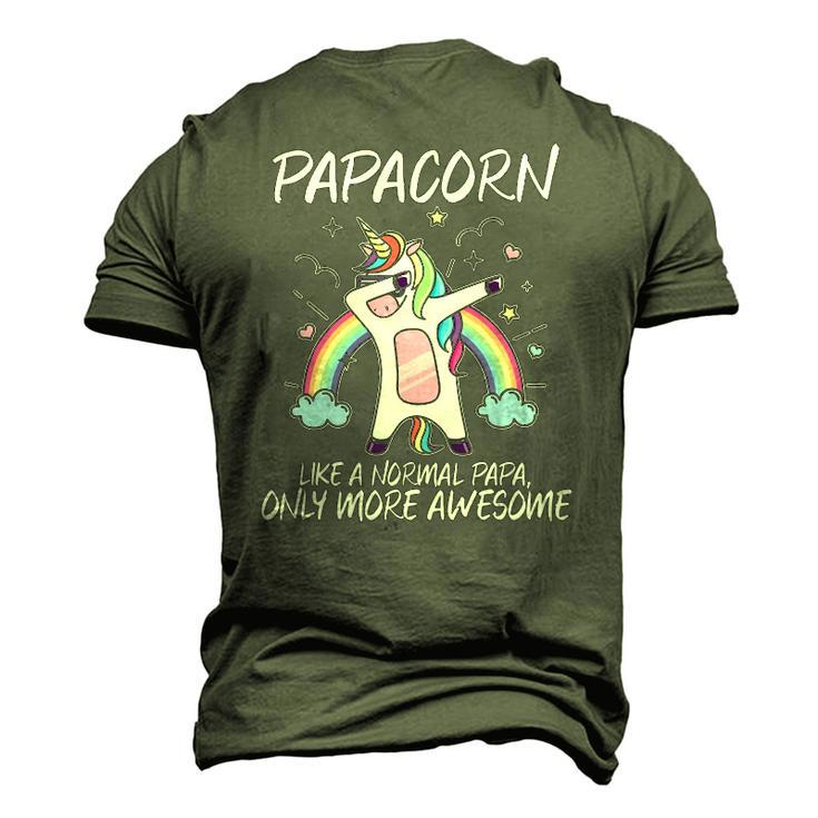 Unicorn Dabbing Papacorn Like Normal Papa Only More Awesome Men's 3D T-Shirt Back Print
