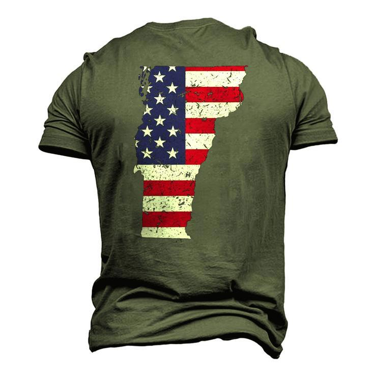 Vermont Map State American Flag 4Th Of July Pride Tee Men's 3D T-Shirt Back Print