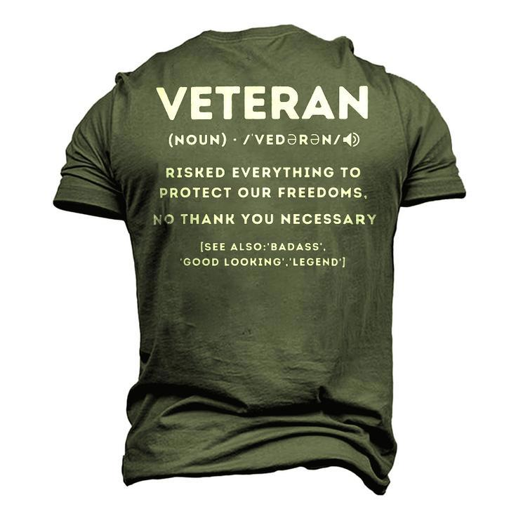 Veteran Definition Funny Proud Veteran Military Meaning T-Shirt Men's 3D Print Graphic Crewneck Short Sleeve T-shirt