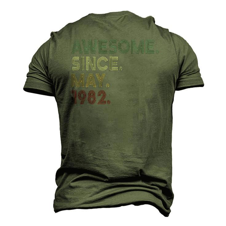 Vintage 40Th Birthday Awesome Since May 1982 40 Years Old Men's 3D T-Shirt Back Print