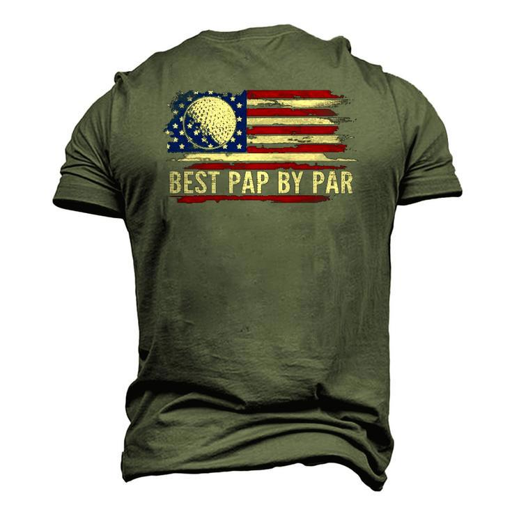 Vintage Best Pap By Par American Flag Golf Golfer Men's 3D T-Shirt Back Print