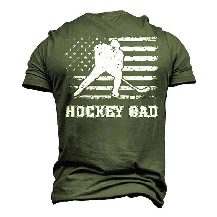 Vintage Hockey Dad American Flag Hockey 4Th Of July Men's 3D T-shirt Back Print