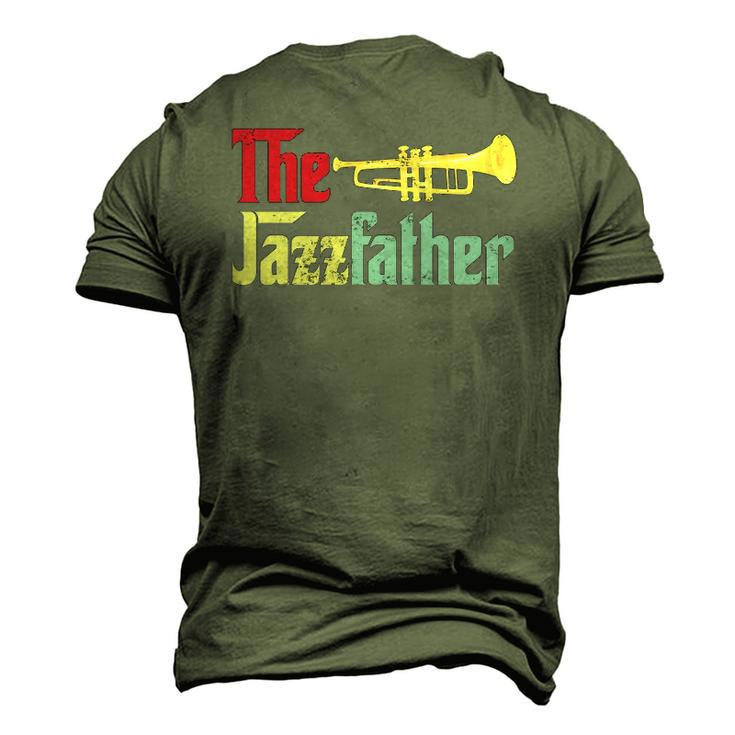 Vintage The Jazzfather Happy Fathers Day Trumpet Player Men's 3D T-Shirt Back Print