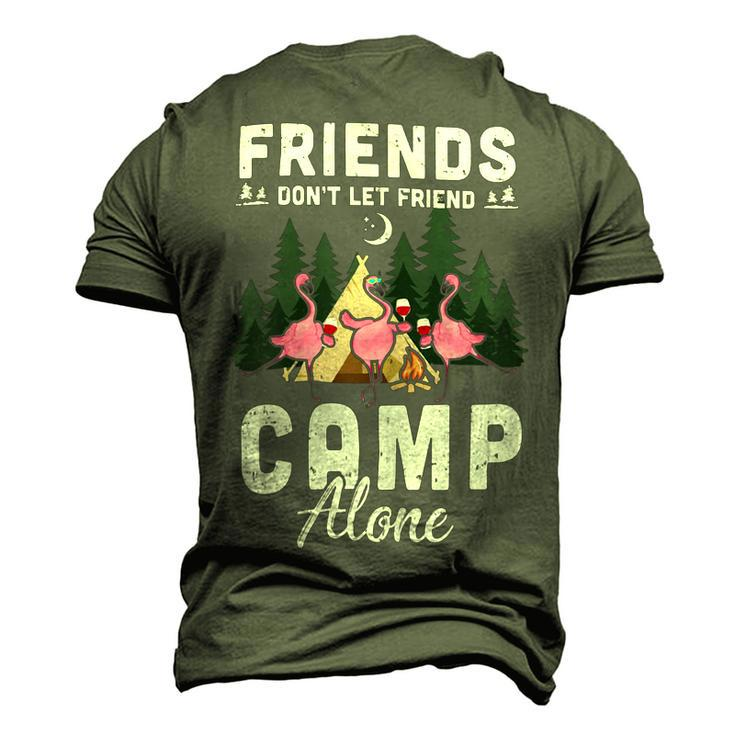 Womens Friends Dont Let Friends Camp Alone Wine Camping FlamingoShirt Men's 3D Print Graphic Crewneck Short Sleeve T-shirt
