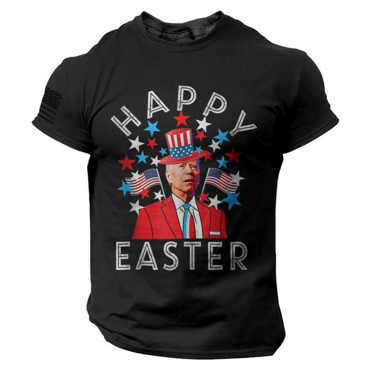 Happy Easter Joe Biden 4Th Of July Memorial Independence Day  V2 American Flag On Sleeve Men Tee USA Distressed Flag T-Shirt