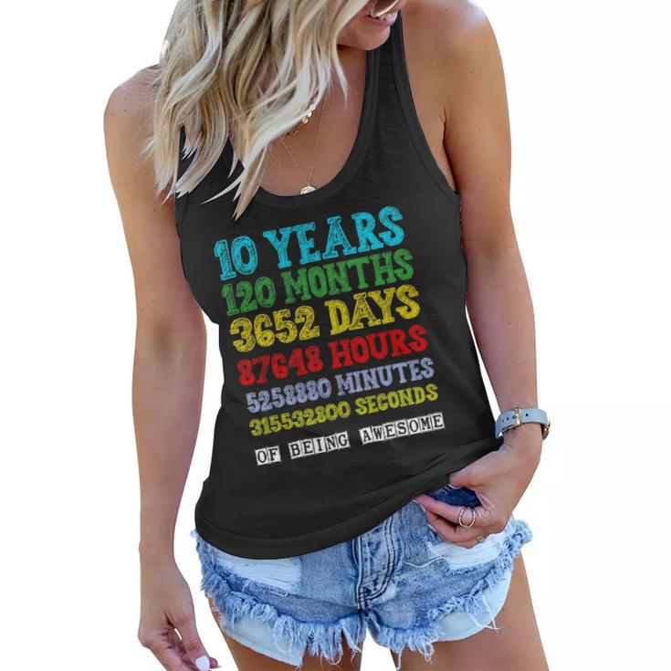 10 Years Of Being Awesome Happy 10Th Birthday Ten Countdown Women Flowy Tank