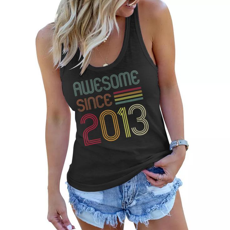 9 Years Old Gifts Awesome Since 2013 9Th Birthday Retro Women Flowy Tank