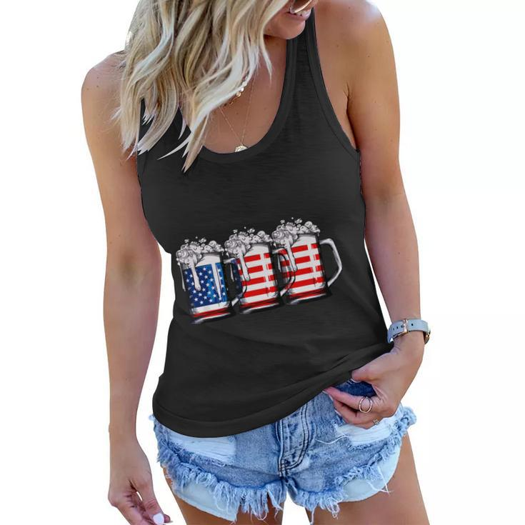 Beer American Flag 4Th Of July Independence Day  Women Flowy Tank