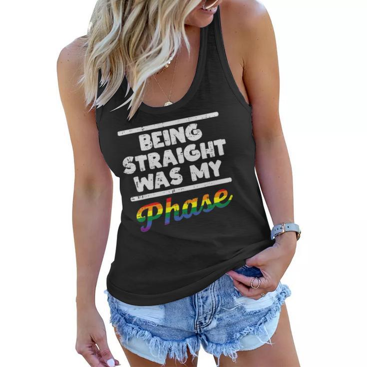 Being Straight Was My Phase Gay Rainbow Pride Flag Lgbtq Women Flowy Tank