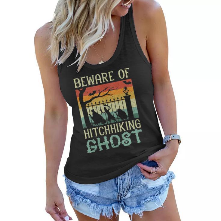 Beware Of The Hitchhiking Ghost Halloween Trick Or Treat  Women Flowy Tank