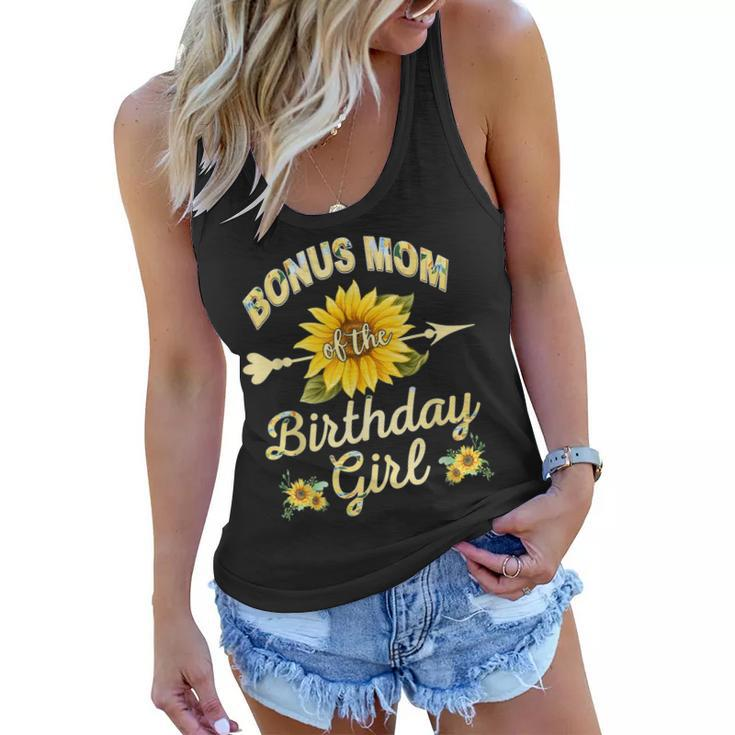 Bonus Mom Of The Birthday Girl Sunflower Family Matching  Women Flowy Tank