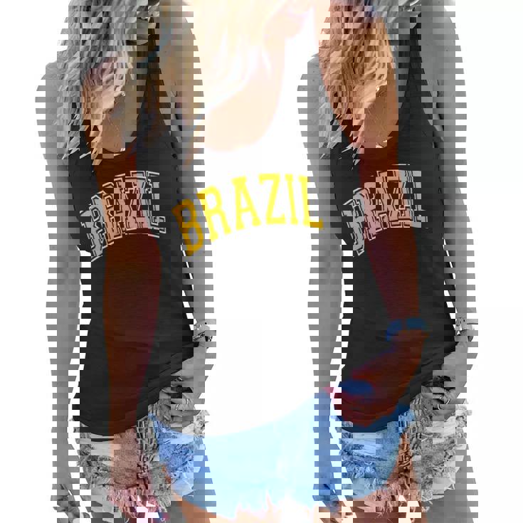 Brazil Varsity Style Amber Text Women Flowy Tank