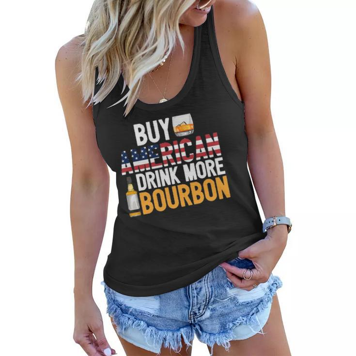 Buy American Drink More Bourbon Funny Whiskey Drinking Women Flowy Tank