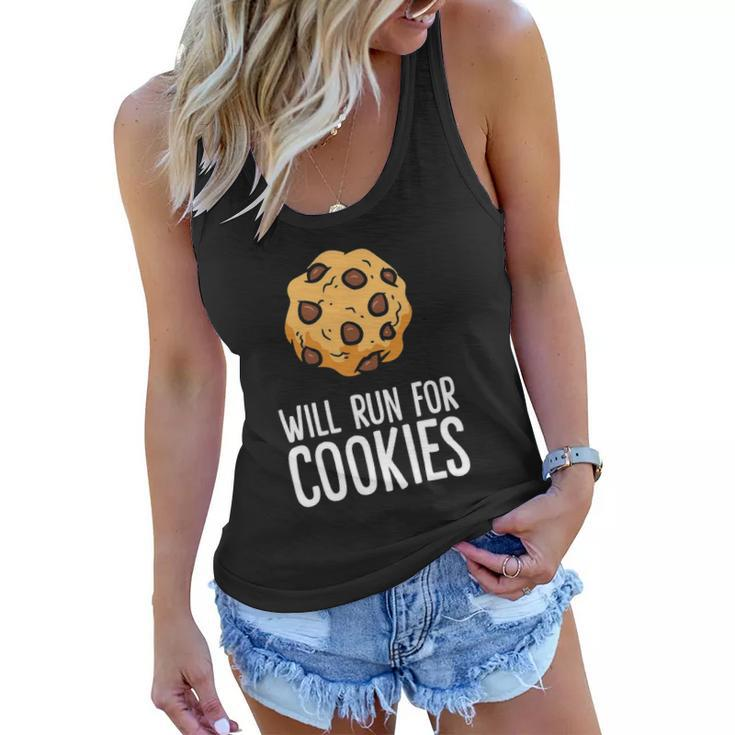Chocolate Chip Cookie Lover Will Run For Cookies Women Flowy Tank