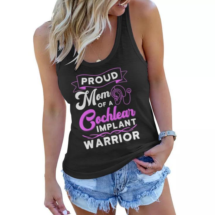 Cochlear Implant Support Proud Mom Hearing Loss Awareness Women Flowy Tank