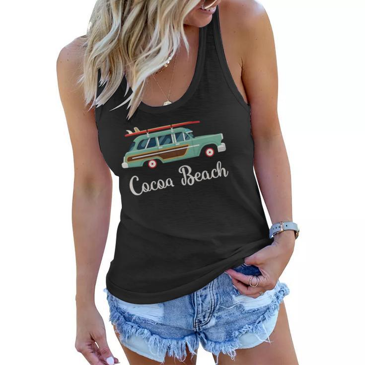 Cocoa Beach Fl Retro Surf Wagon Souvenir Graphic Women Flowy Tank