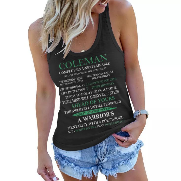 Coleman Name Gift   Coleman Completely Unexplainable Women Flowy Tank