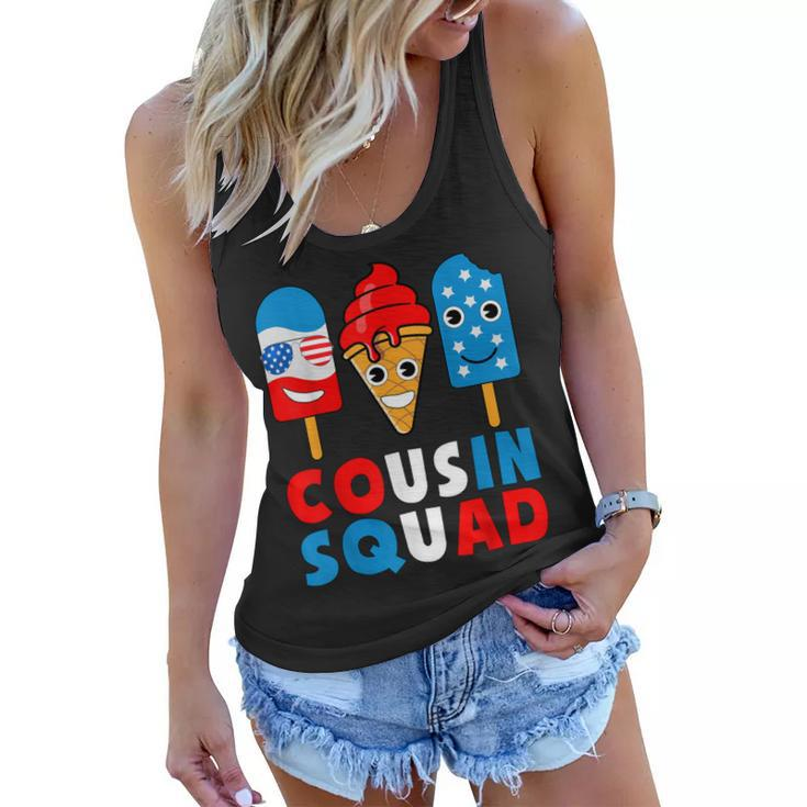 Cousin Squad 4Th Of July Cousin Crew American Flag Ice Pops  Women Flowy Tank