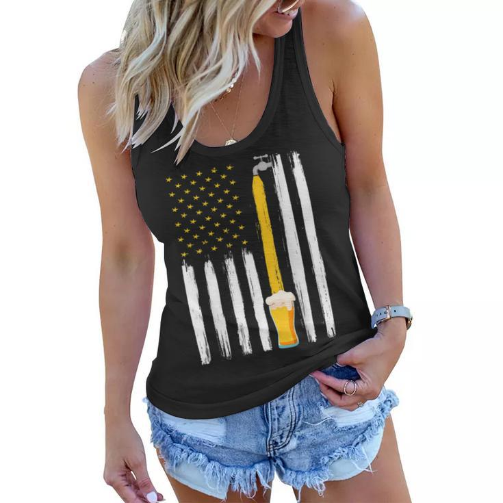 Crafts Beer American Flag Usa 4Th July Brewery Alcohol Lover  Women Flowy Tank