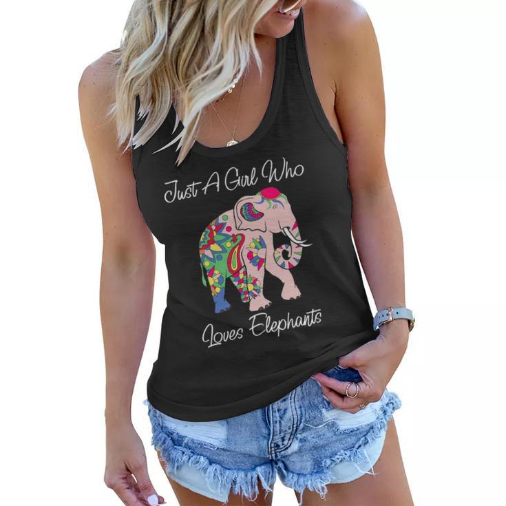 Cute Elephant Floral Themed Novelty Gift For Animal Lovers Women Flowy Tank
