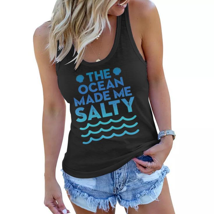 Cute Salt Water Beaches Ocean Make Me Salty Sea Shells Women Flowy Tank