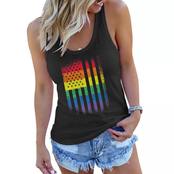 Distressed Rainbow Flag Gay Pride Rainbow Equality Women Flowy Tank