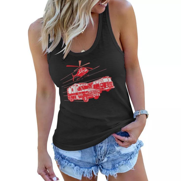 Ems Fire Rescue Truck Helicopter Cute Unique Gift Women Flowy Tank