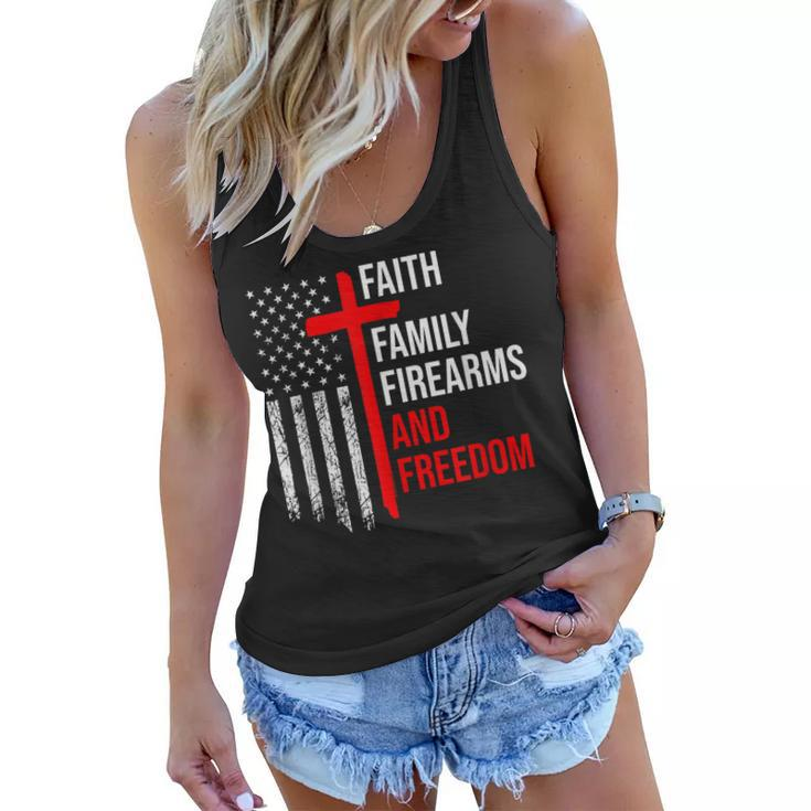 Faith Family Firearms And Freedom 4Th Of July Flag Christian  Women Flowy Tank