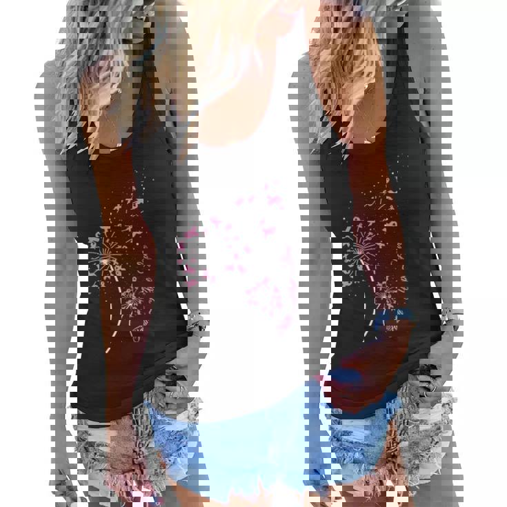 Faith Hope Love Breast Cancer Dandelion Flower Breast Cancer Women Flowy Tank