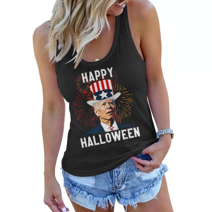 Funny Anti Biden Joe Biden Happy Halloween For Fourth Of July Women Flowy Tank