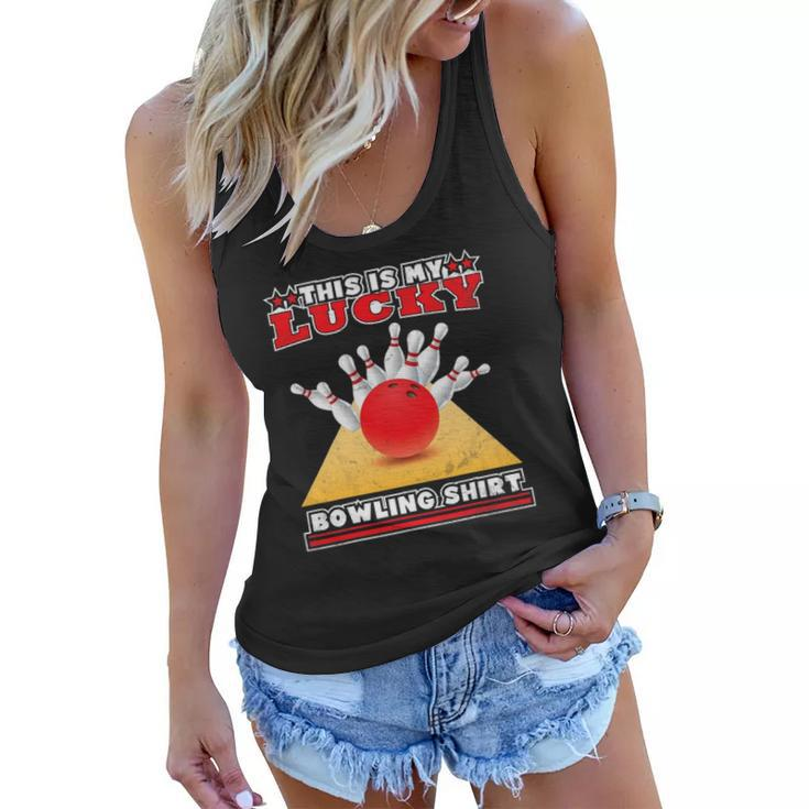 Funny Lucky Bowling Lover Graphic For Women And Men Bowler Women Flowy Tank