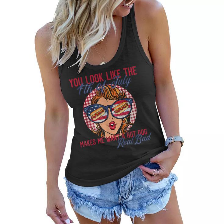 Funny You Look Like The 4Th Of July Makes Me Want A Hot Dog  Women Flowy Tank