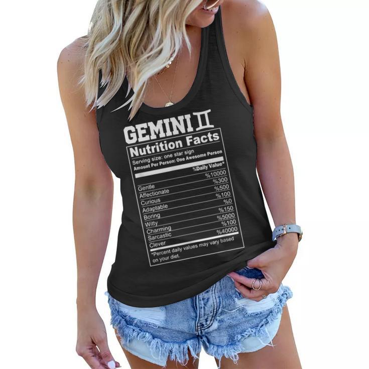 Funny Zodiac Gemini Nutrition Facts Gemini Birthday Women  Women Flowy Tank
