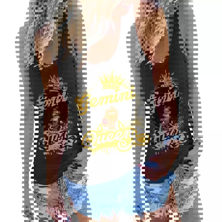 Gemini Queen Birthday Girl Afro Woman Black Queen Zodiac  Women Flowy Tank