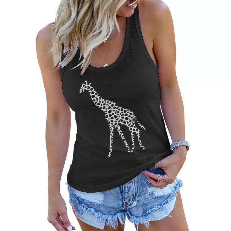 Giraffe White Pattern Graphic Animal Print Women Flowy Tank