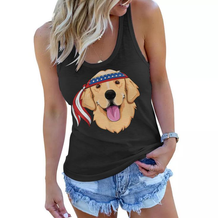 Golden Retriever 4Th Of July Family Dog Patriotic American  Women Flowy Tank